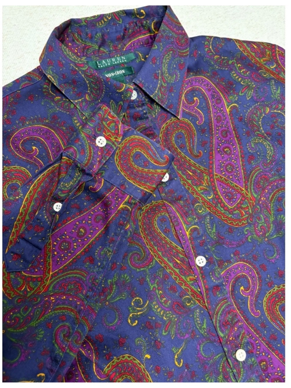 Ralph Lauren Purple Paisley Button-Down Shirt with Multicolor Accents